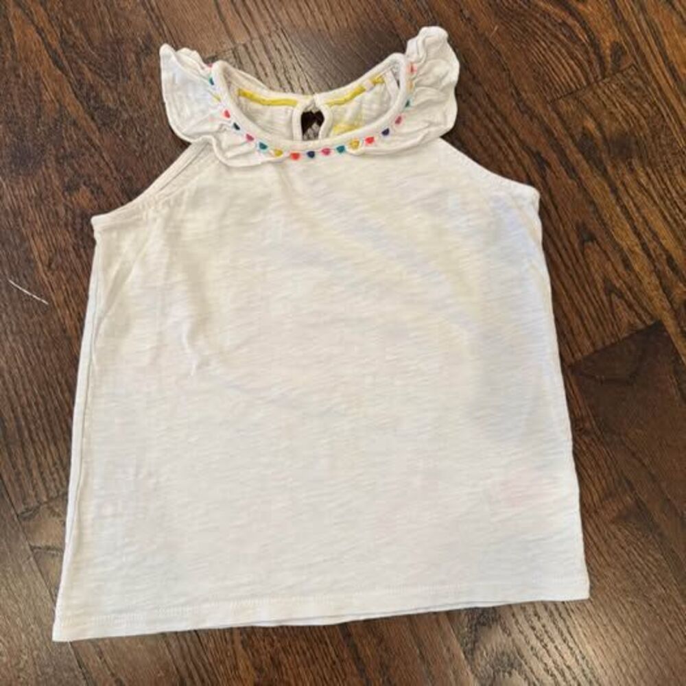 Mini Boden Pom Pom sleeveless shirt - girls size 6-7